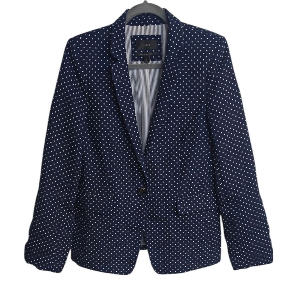 J. Crew Navy Blazer with White Polka Dots